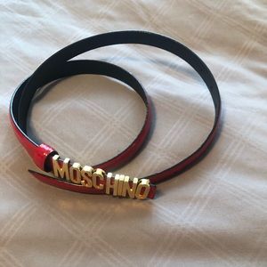 Moschino red patent leather belt size 42